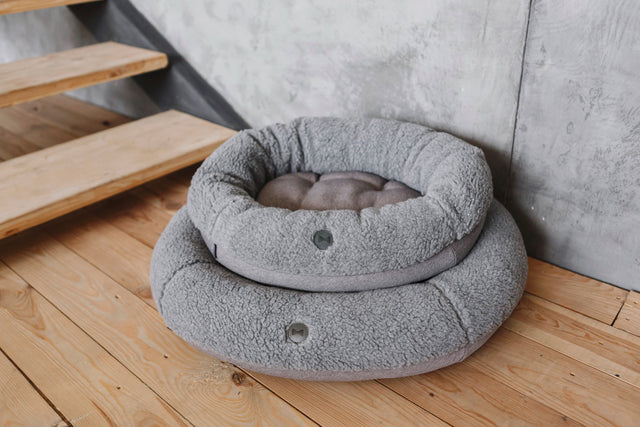 Chester & Lee Chestnut Donut Dog Bed — premium designer dog bed with raised bolster walls for anxious dogs, available at HT Animal Supply
