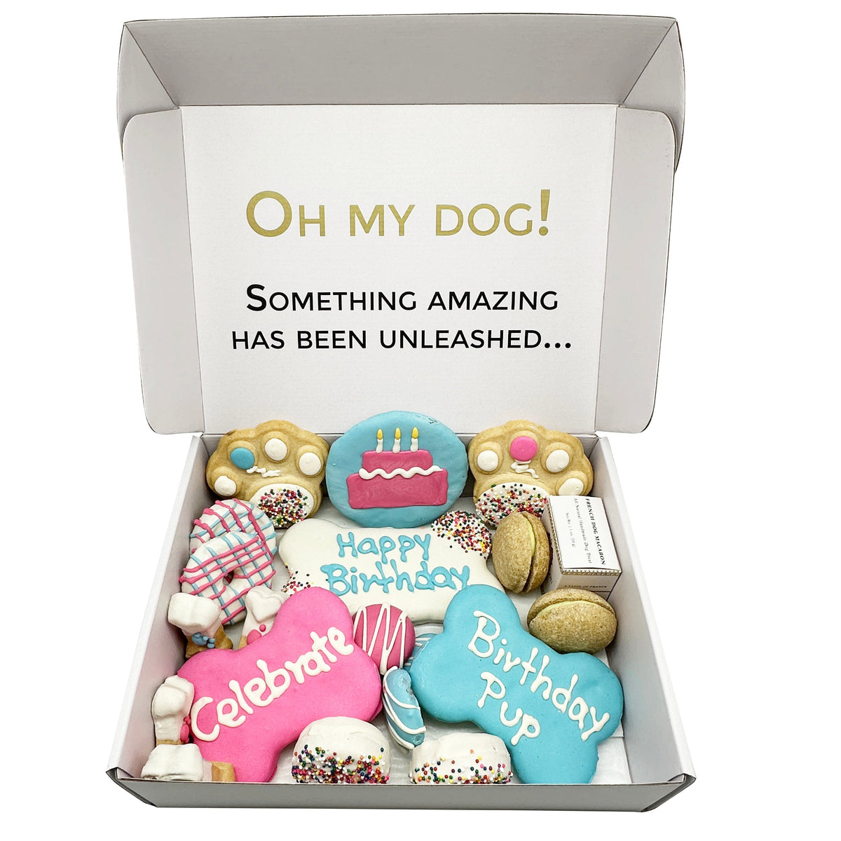 Box of dog birthday cookies | HT Animal Supply