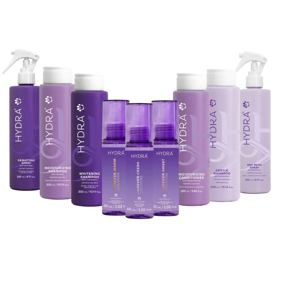 Pet grooming supplies including shampoos, brushes, and grooming tools from HT Animal Supply