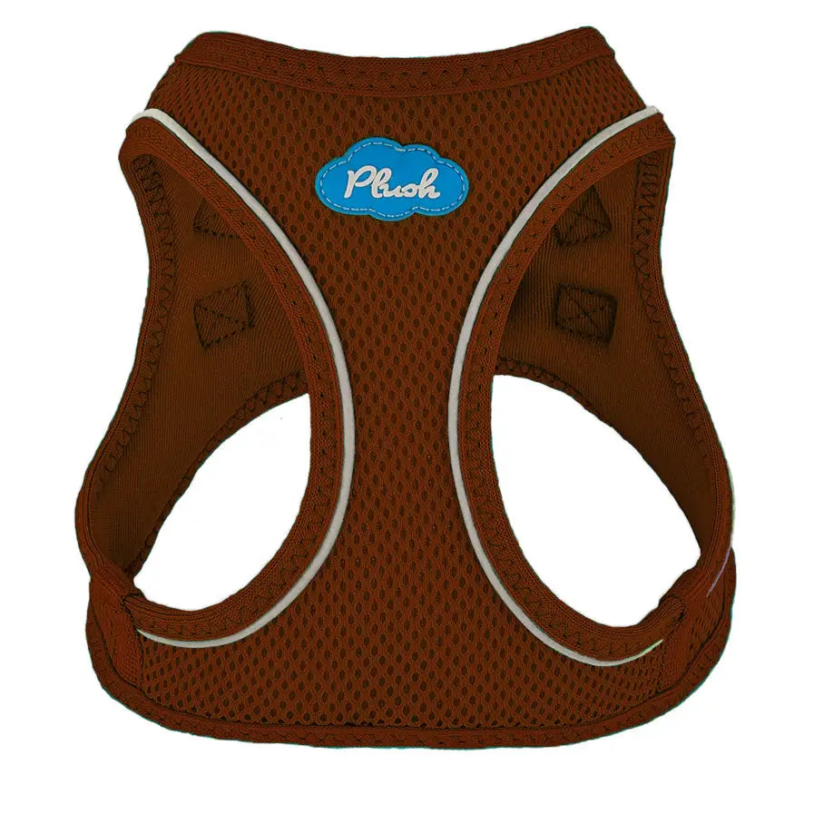 MyPlushUSA step-in dog harness featuring breathable air mesh fabric and secure Velcro closure on a neutral background