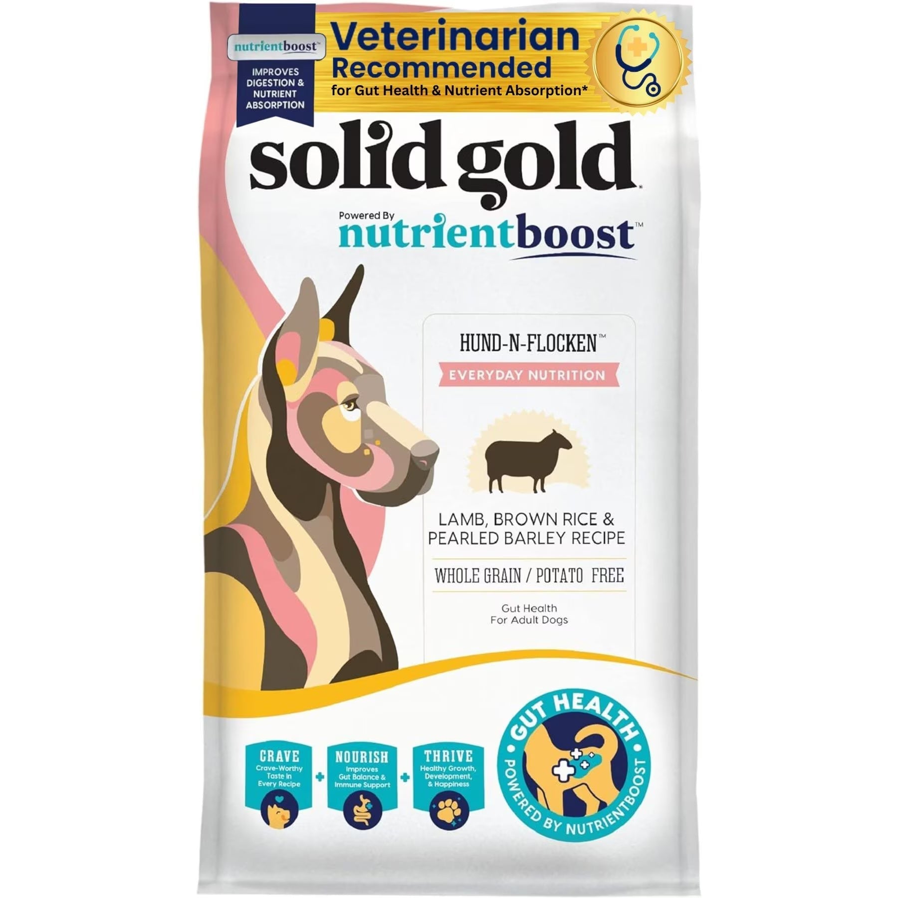 Solid Gold pet food collection featuring holistic dog and cat food made with natural ingredients and probiotics