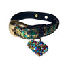 Allysa Payne XS/S 7"-14" Multi-Color Art Deco Custom Snake Dog Collar/Custom Gold Oval Italian Hardware & Swarovski Crystal Heart Charm