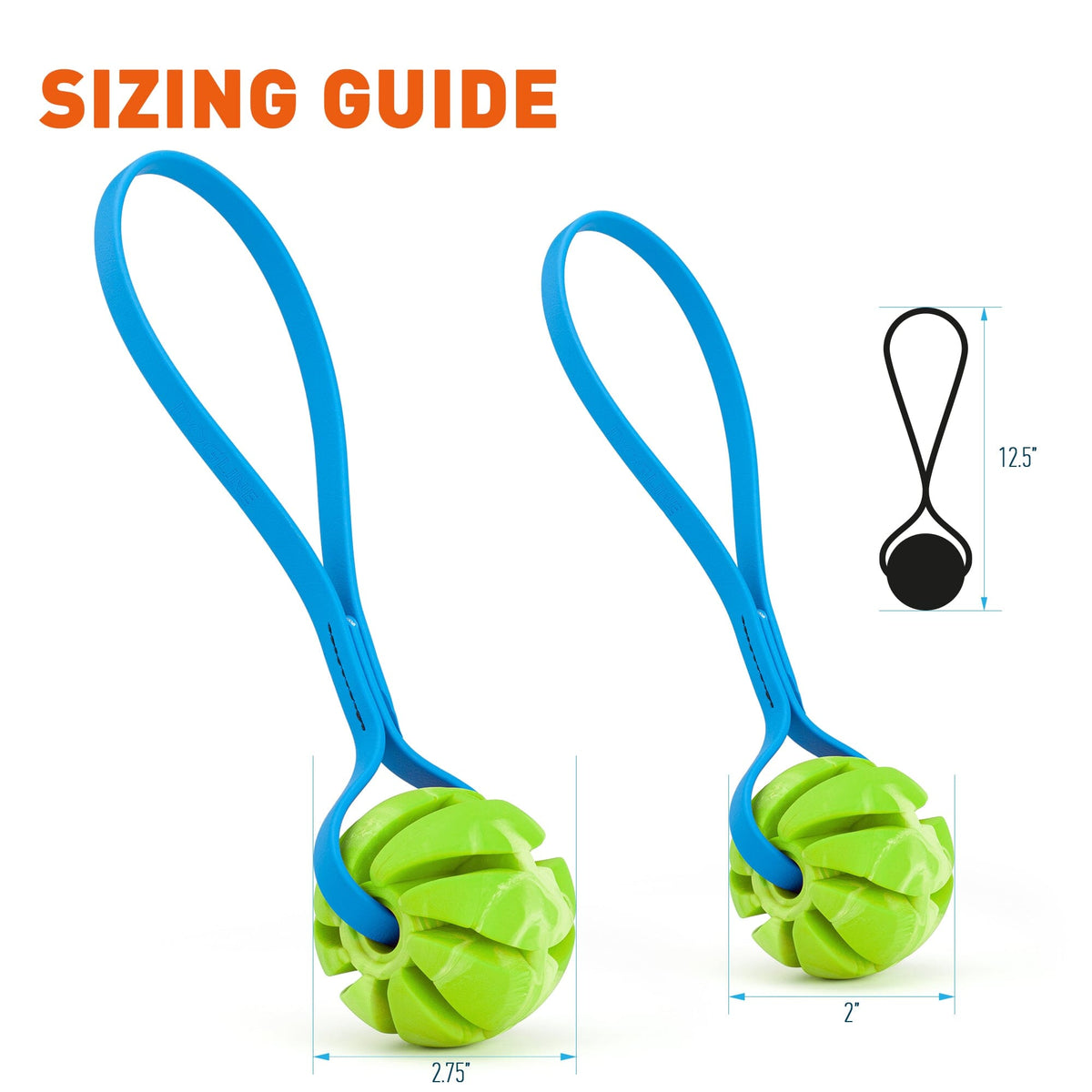 Dogline Rubber Spiral Ball with BioThane Handle