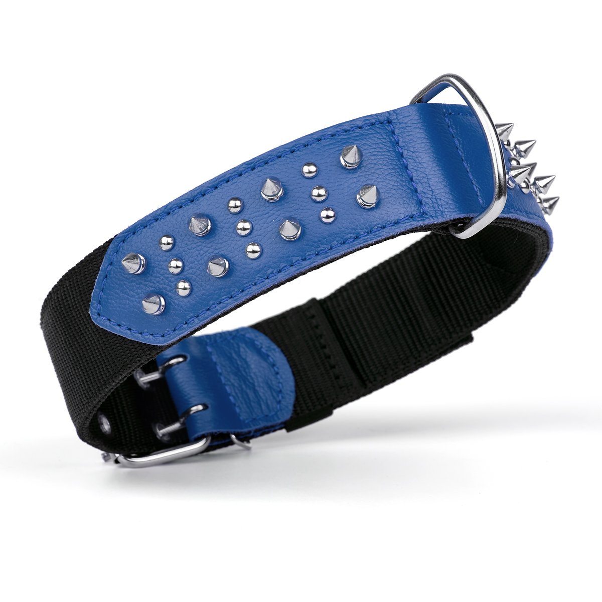 Dogline Leather with Nylon Spiked Dog Collar