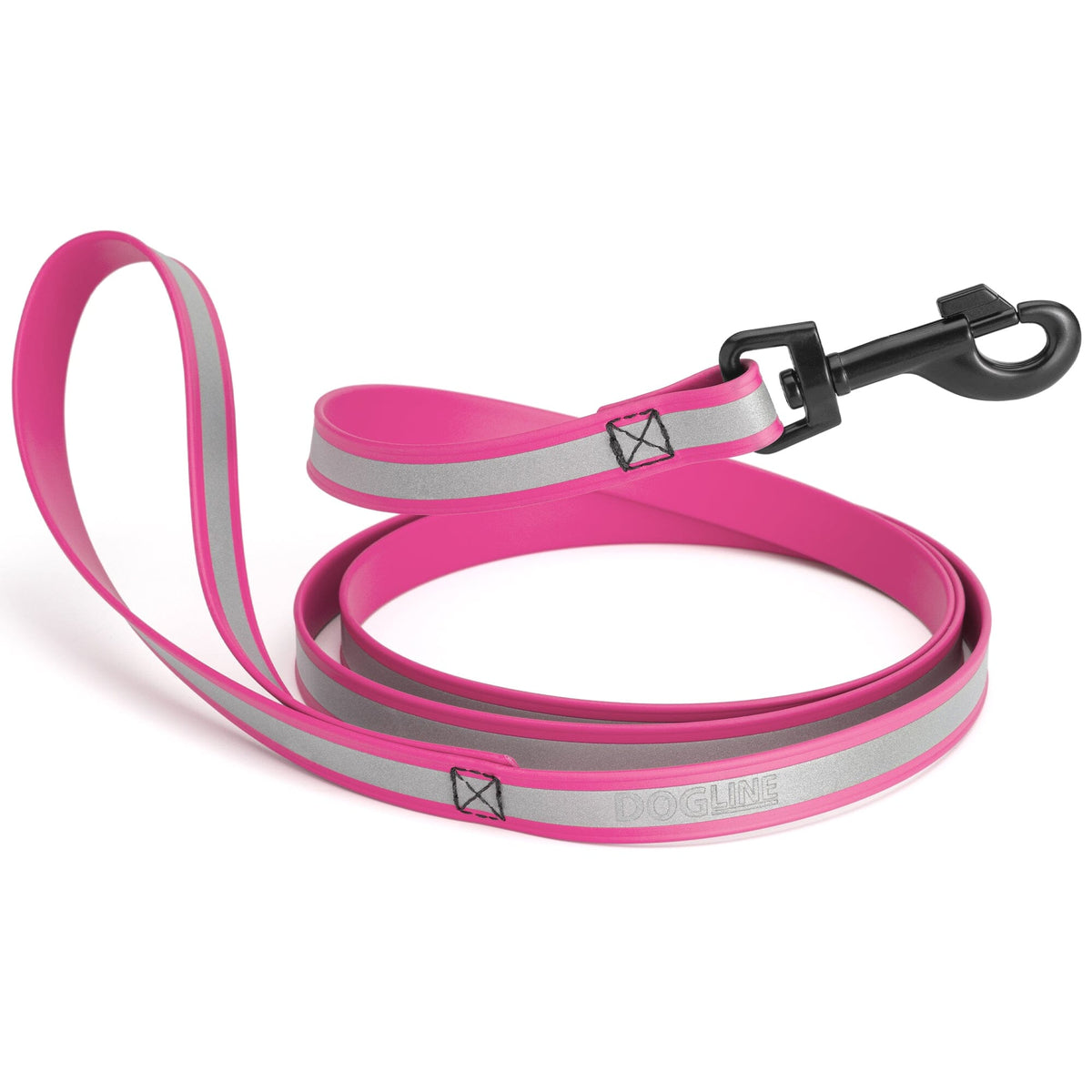 Dogline Reflective BioThane Dog Leash with Black Hardware