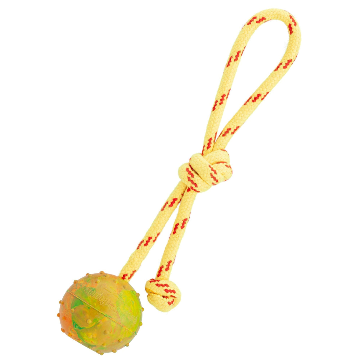 FDT Rubber Dog Ball on Rope, Small - Diameter 2-Inch (5 cm)