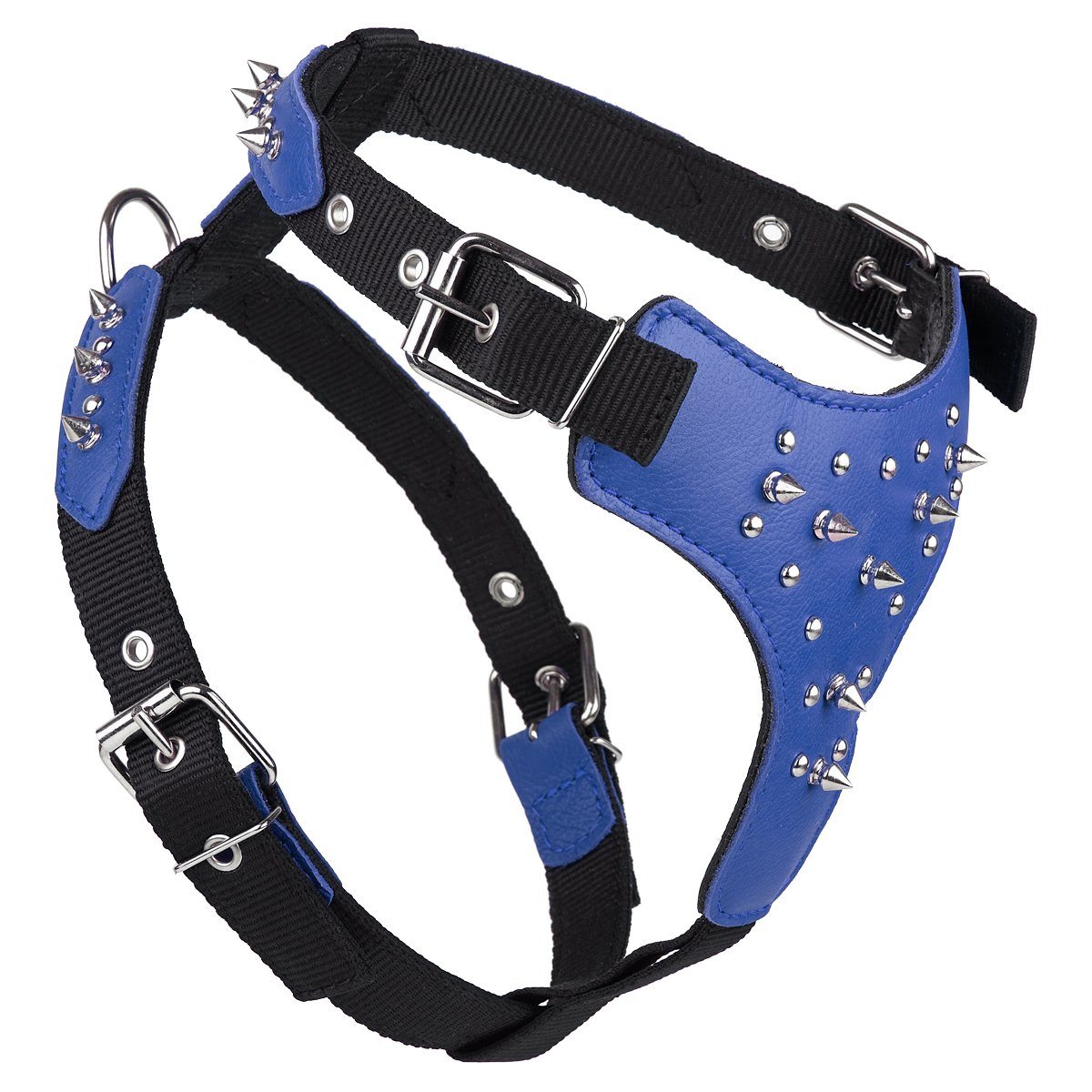 Dogline Leather with Nylon Spiked Dog Harness