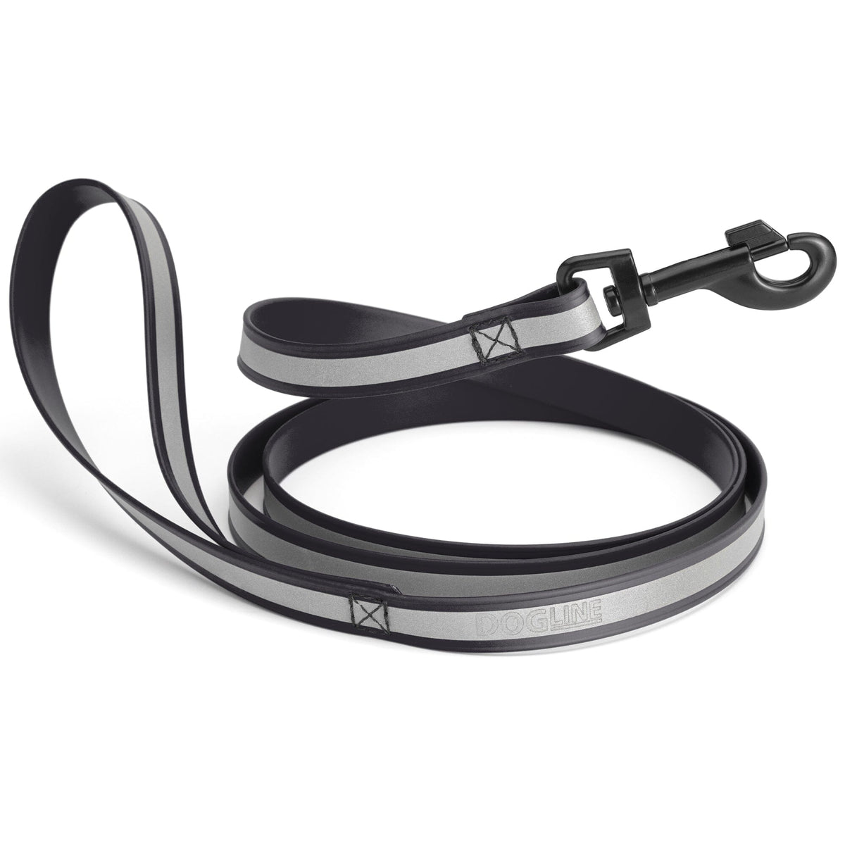 Dogline Reflective BioThane Dog Leash with Black Hardware