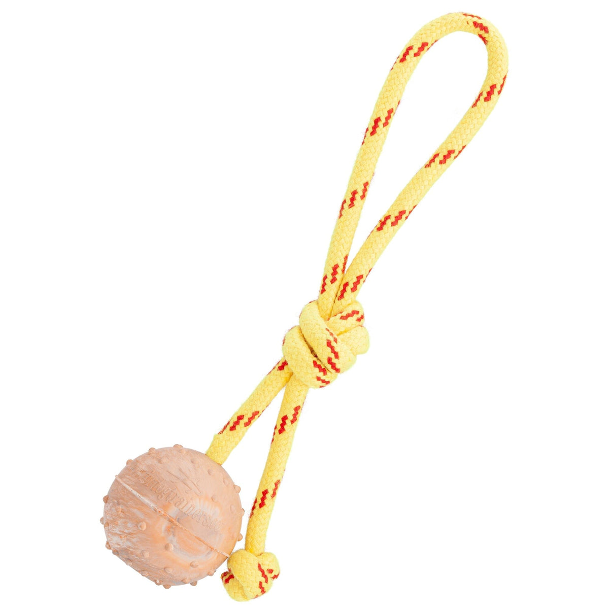 FDT Rubber Dog Ball on Rope, Small - Diameter 2-Inch (5 cm)