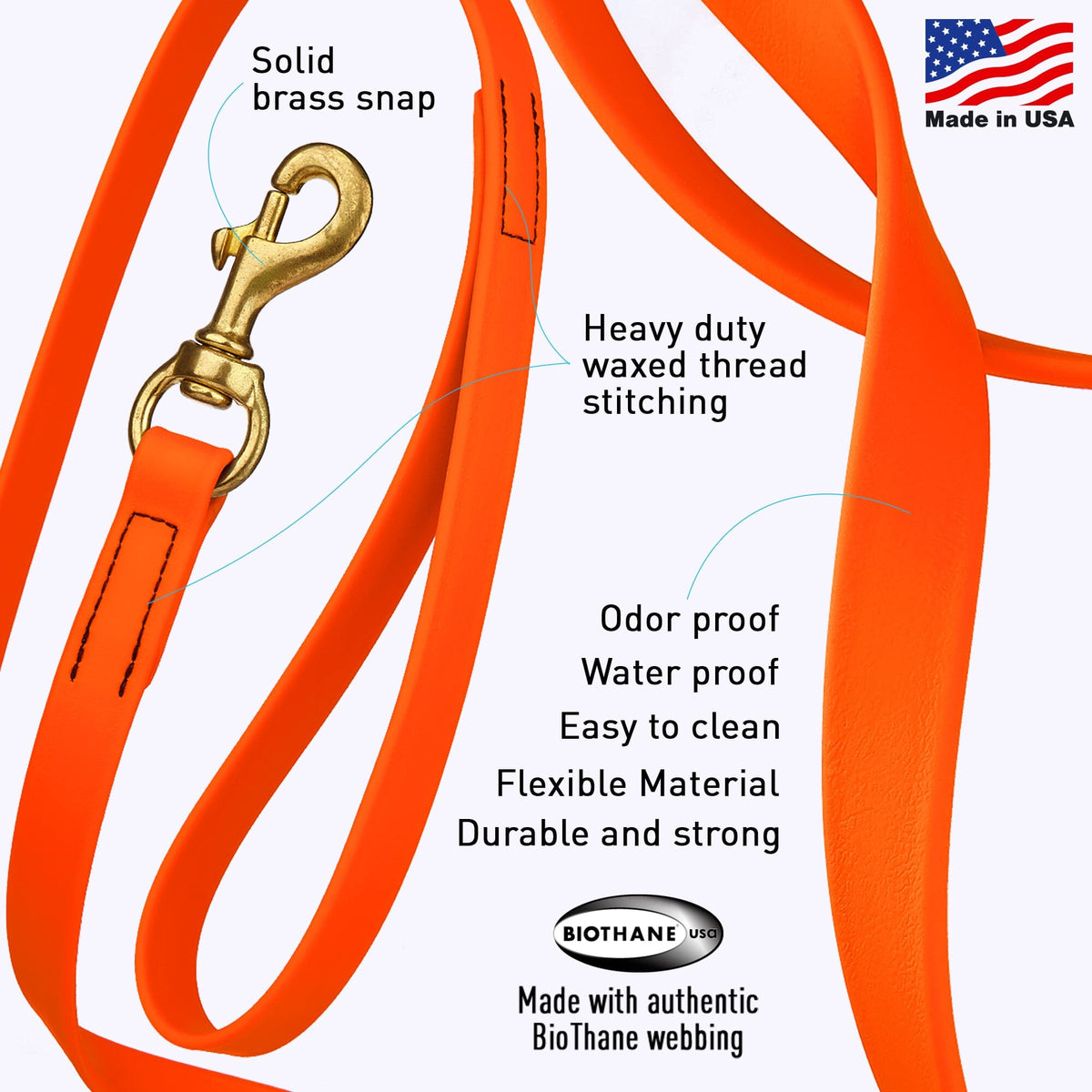 Viper BioThane Long Line 33 ft Dog Lead with Brass Hardware