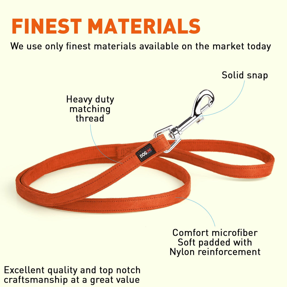 Dogline Comfort Microfiber Flat Dog Leash