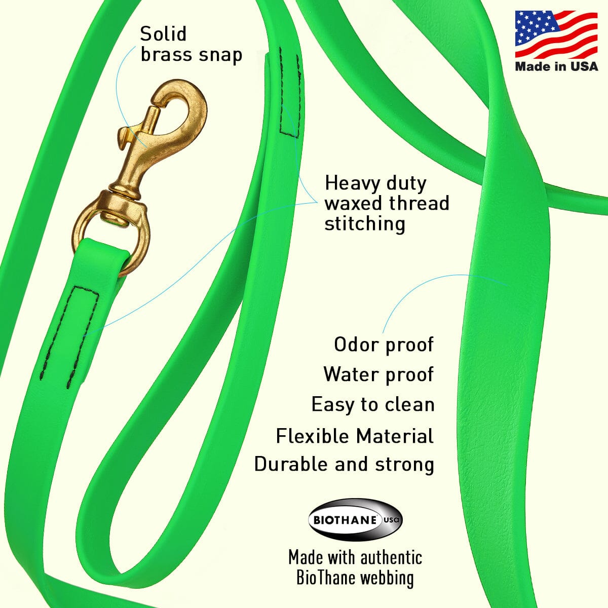 Viper BioThane Long Line 15 ft Dog Lead with Brass Hardware