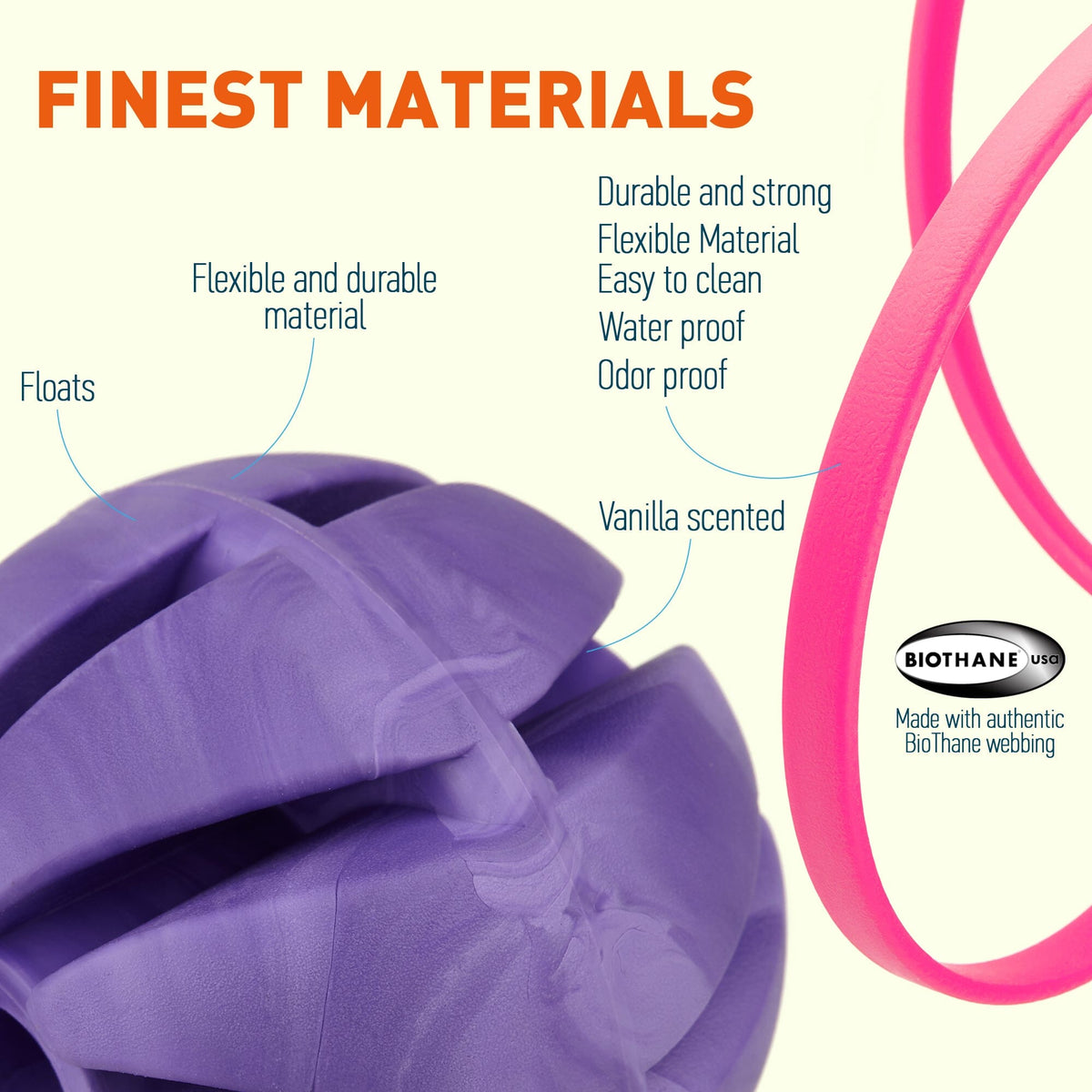 Dogline Rubber Spiral Ball with BioThane Handle
