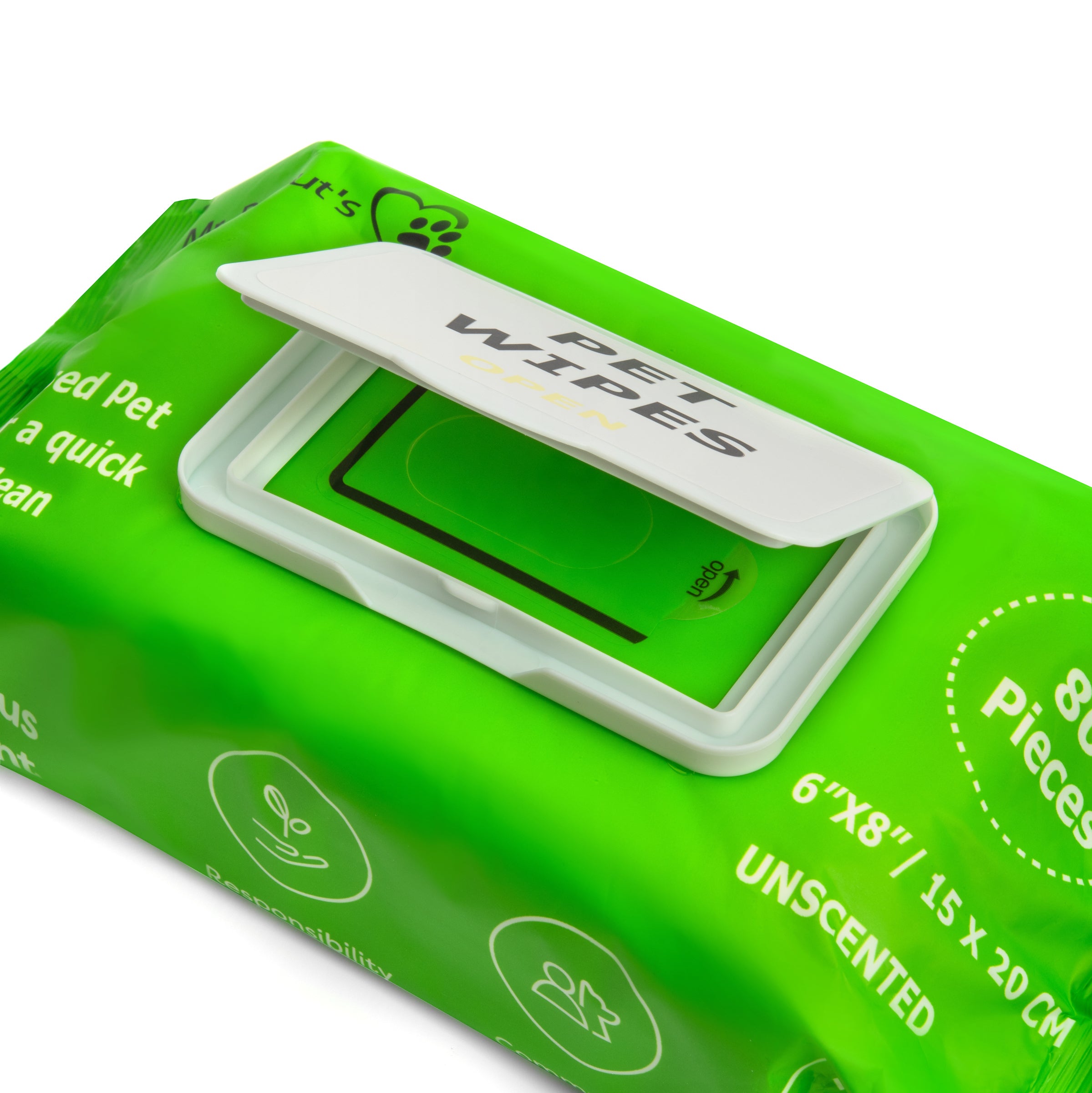 Mr. Peanuts Naturals Plant Based, Flushable, Compostable, Unscented Pet Wipes, 160 Count, Larger 8x6" Size