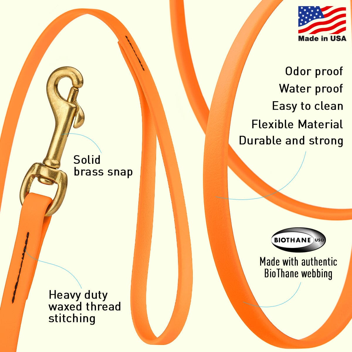 Viper BioThane Long Line 20 ft Dog Lead with Brass Hardware