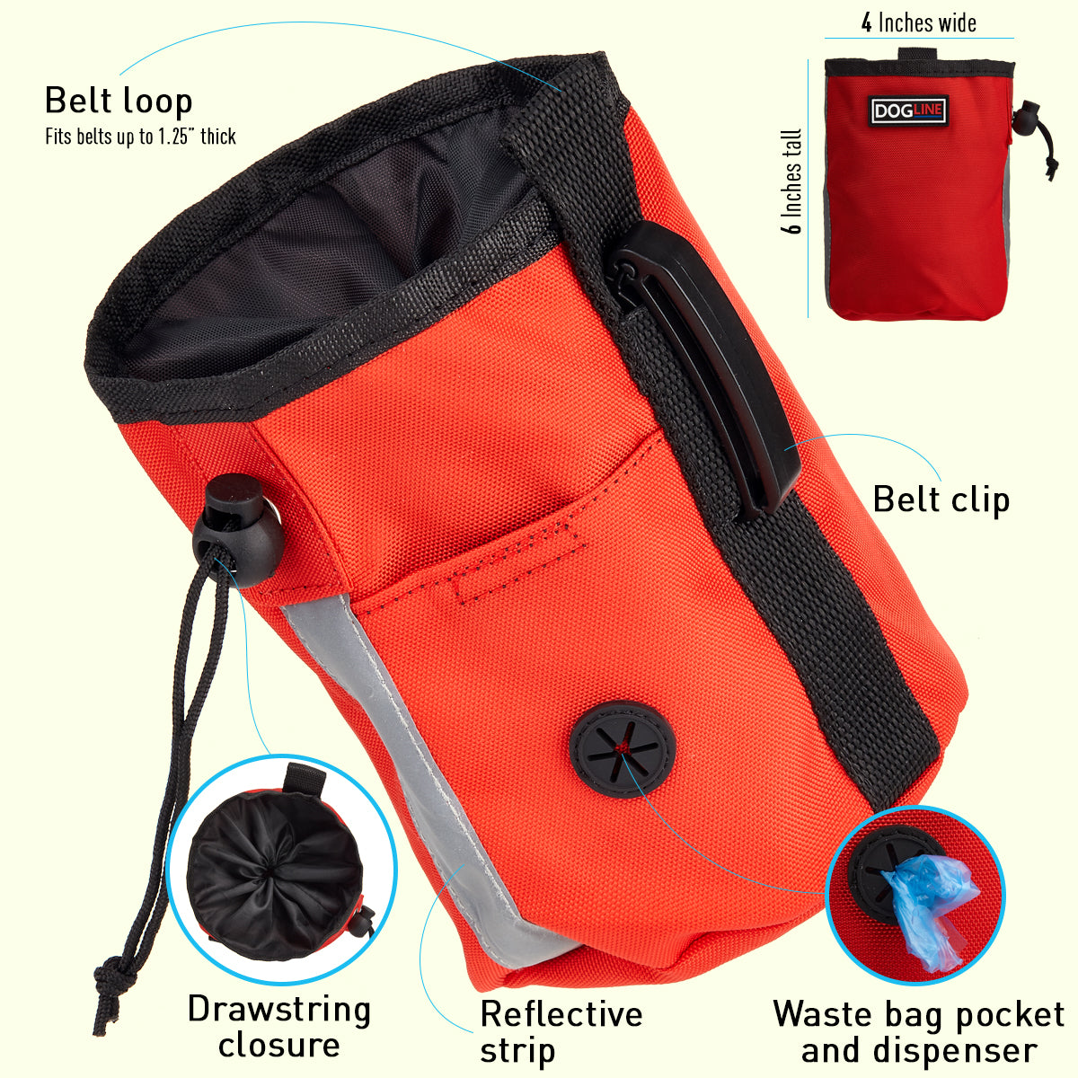 Dogline Beta Treat Pouch with Built-In Waste Bag Dispenser