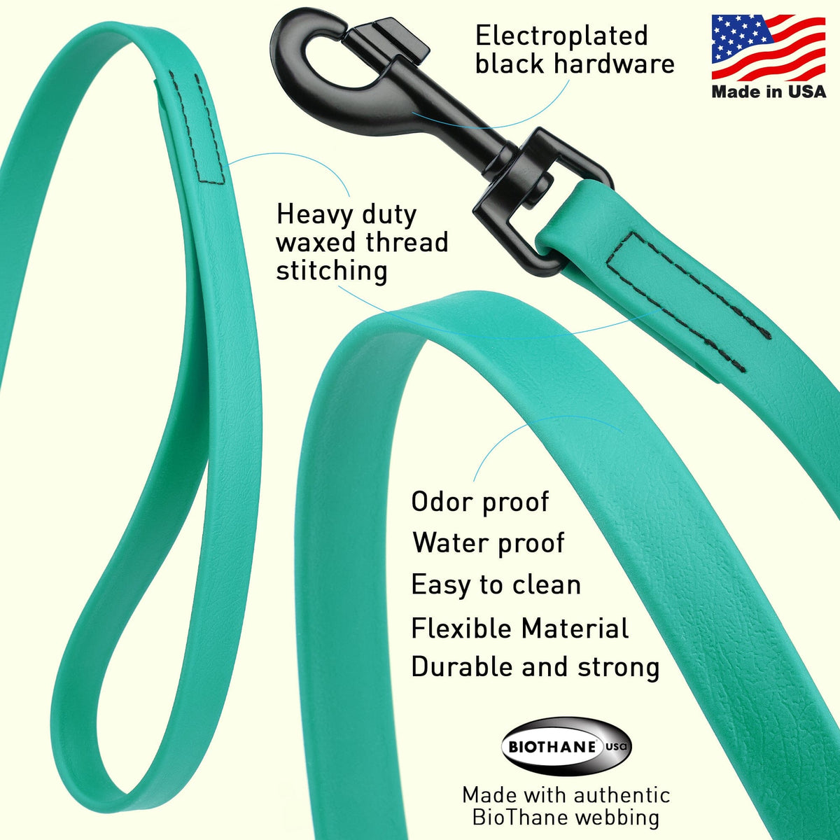 Dogline BioThane Waterproof Traffic Dog Lead for Dogs, 2 ft