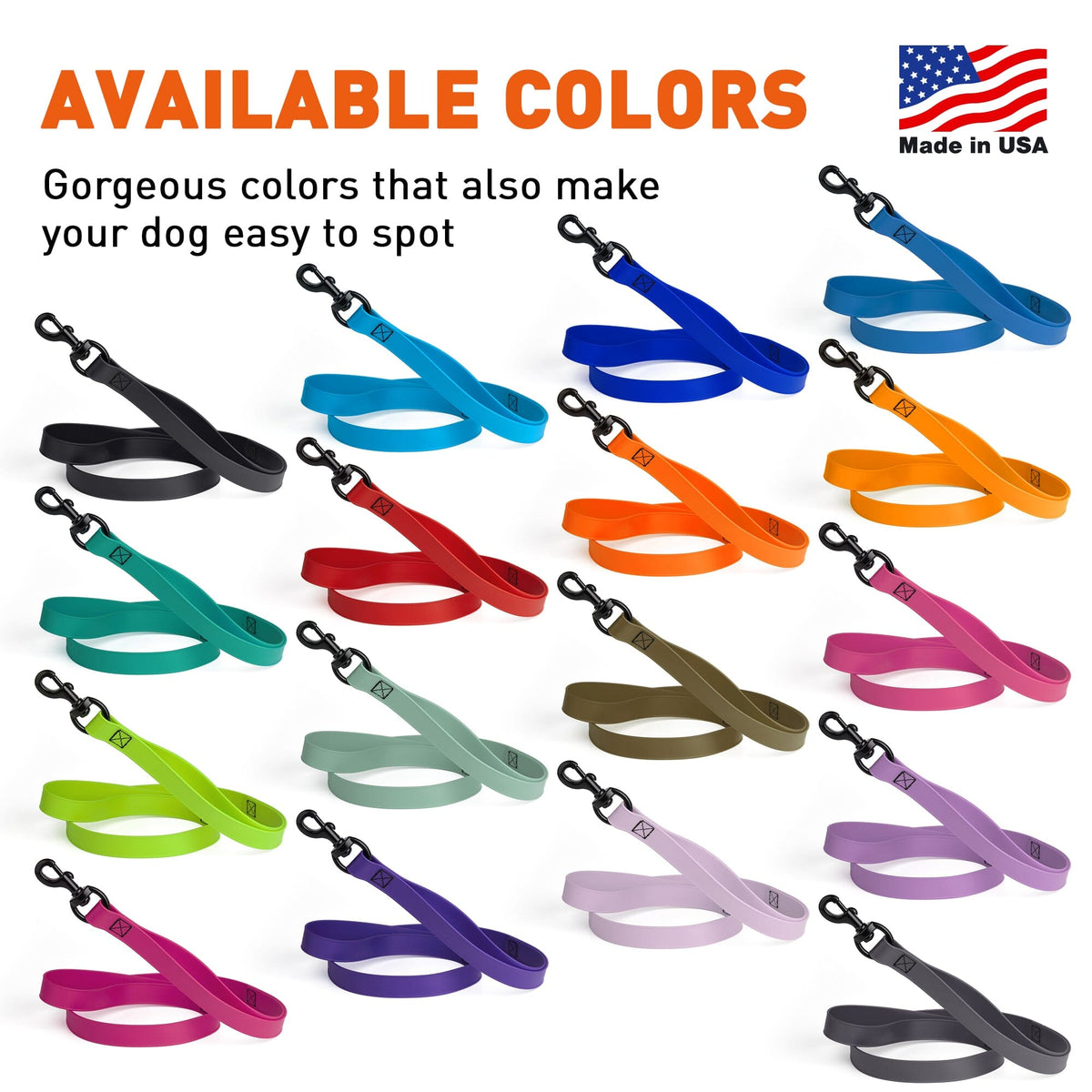 Dogline BioThane Waterproof Multi-Handle Dog Leash