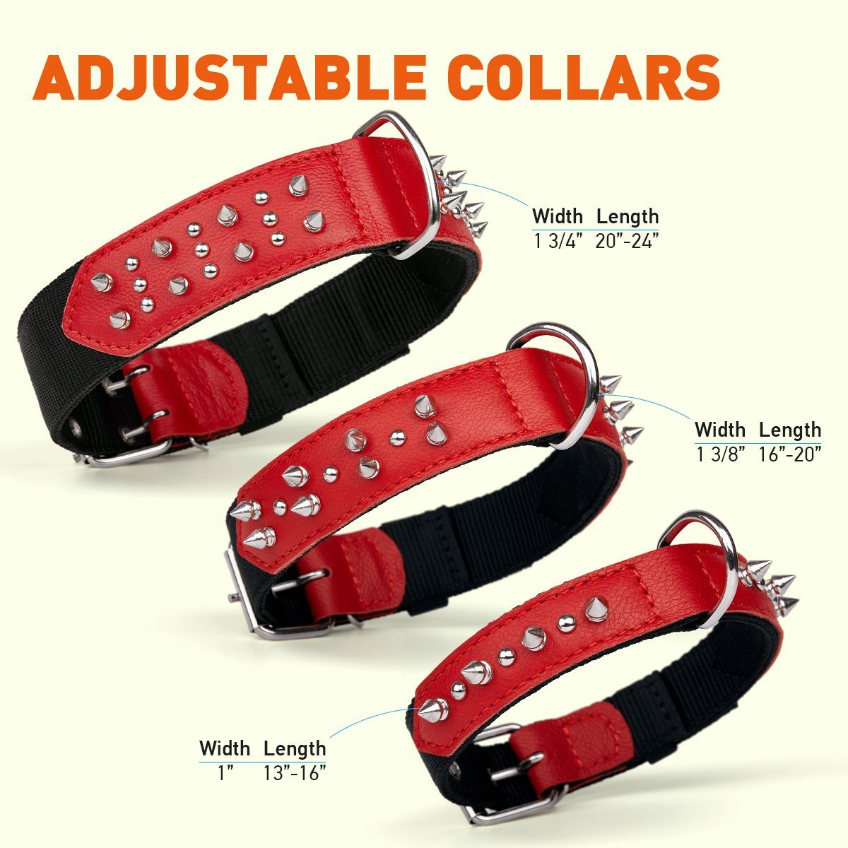 Dogline Leather with Nylon Spiked Dog Collar