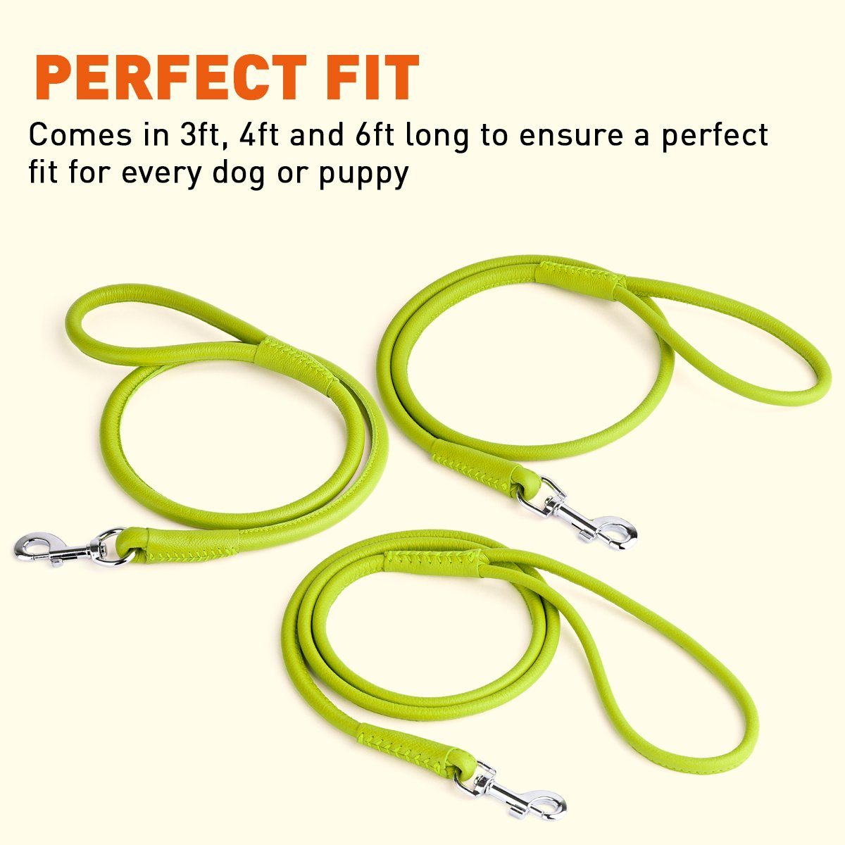 Dogline Soft Leather Round Dog Lead