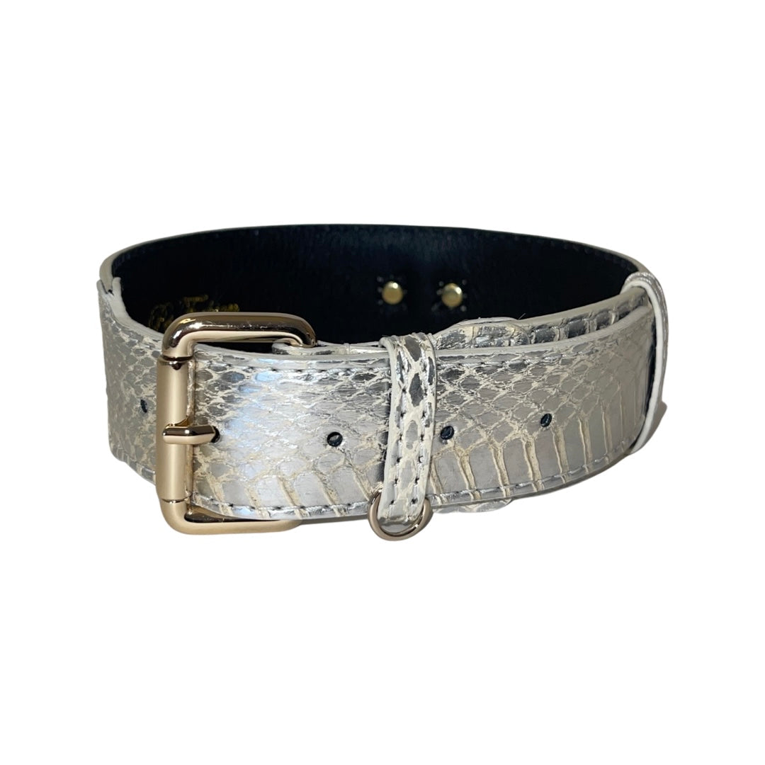 Stunning Silver Snake Classic Collar With Gold Classic Hardware