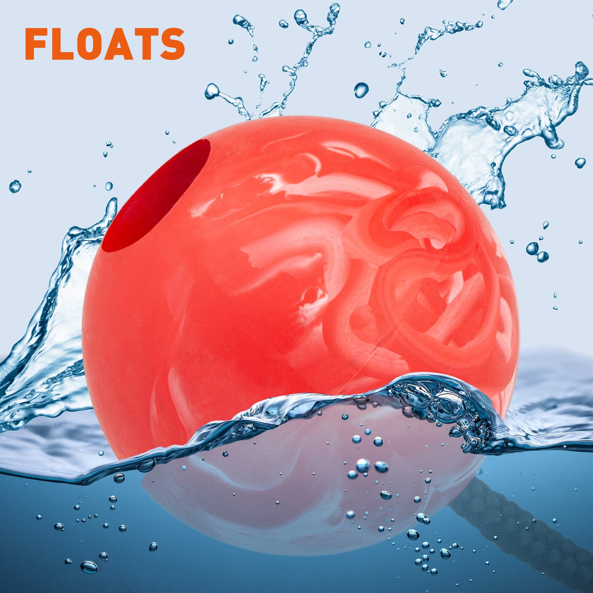Dogline Rubber Euro Ball with Rope
