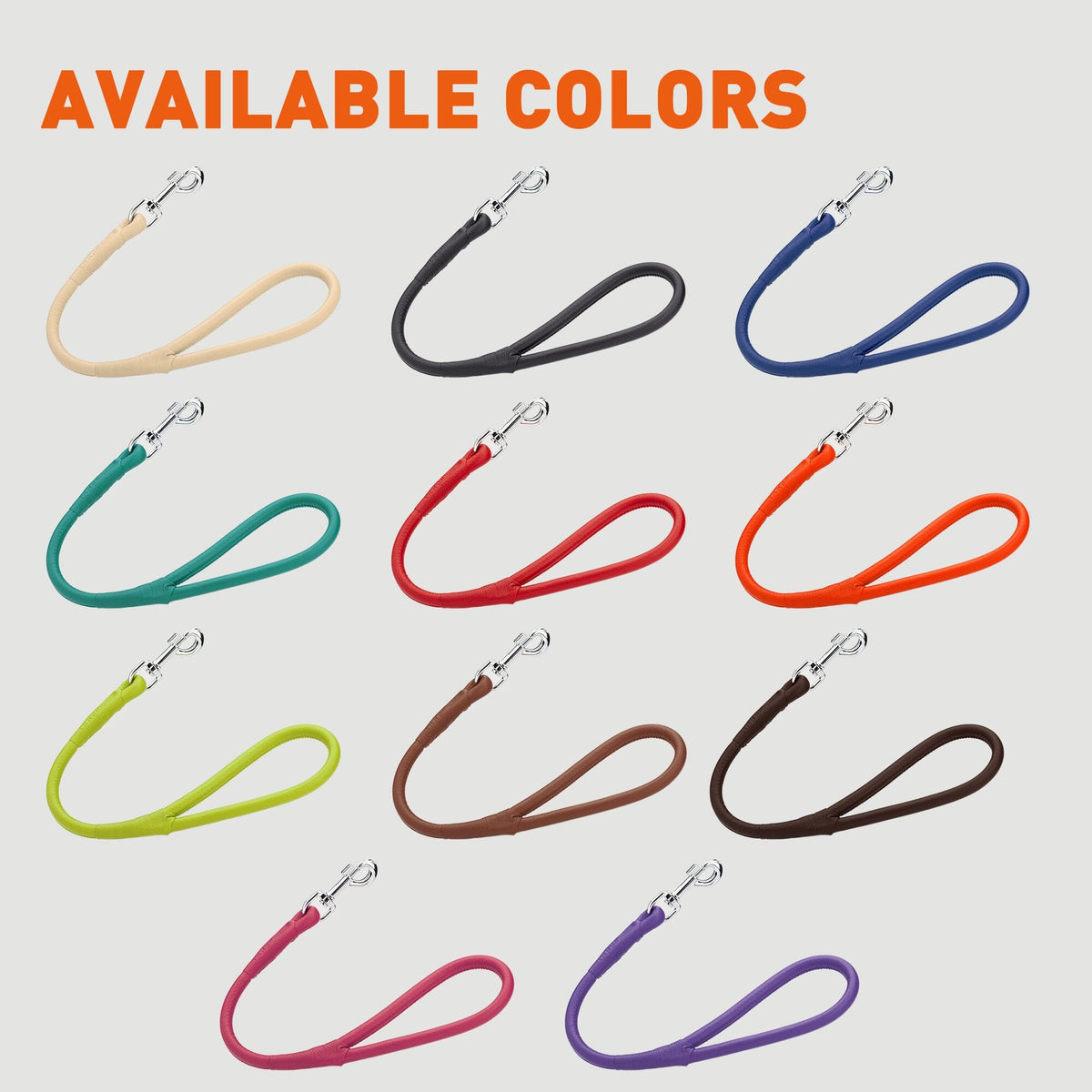 Dogline Soft Leather Round Traffic Dog Lead