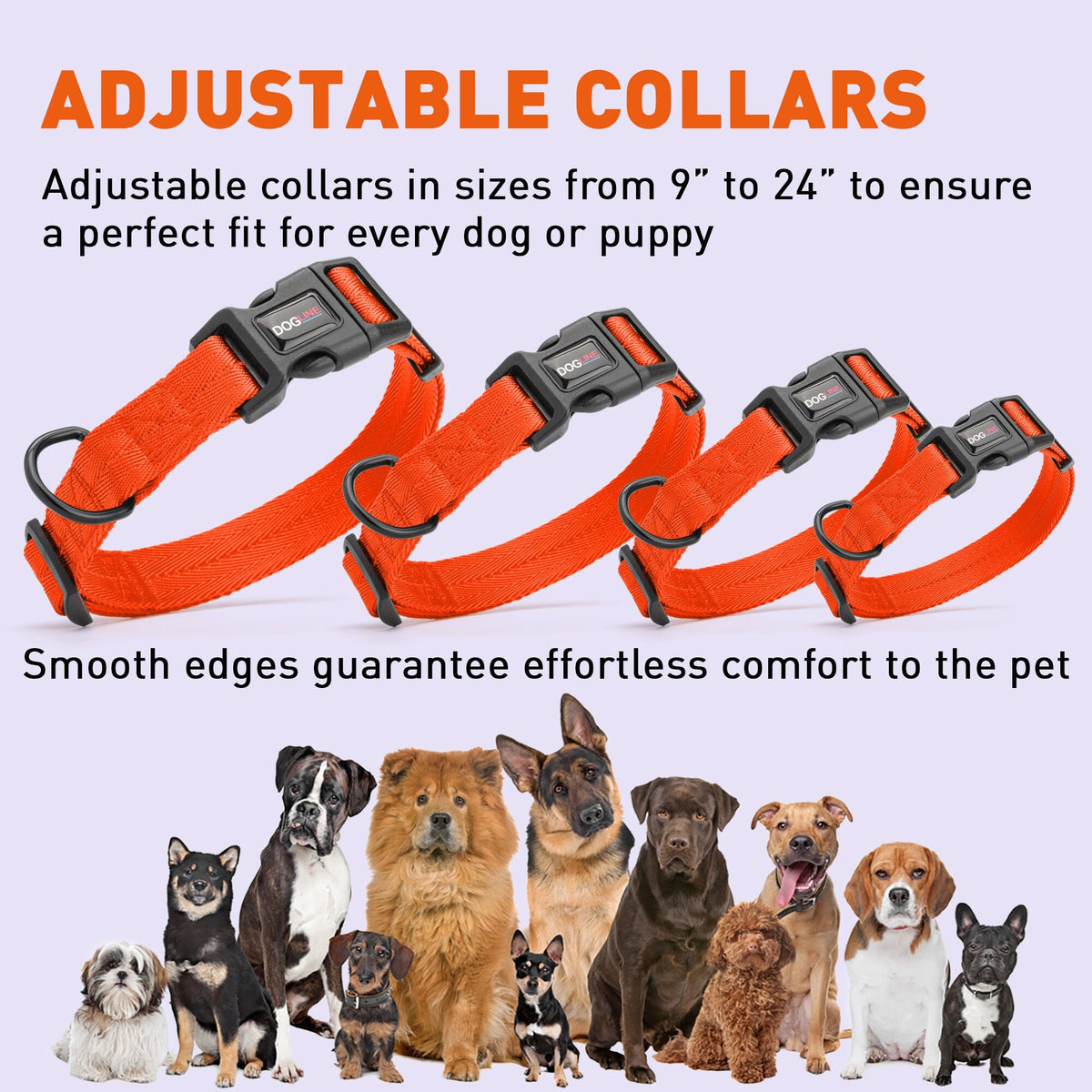 Dogline Nylon Flat Dog Collar