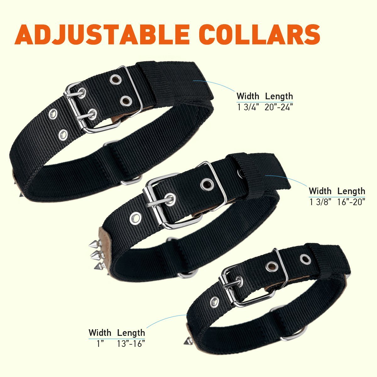 Dogline Leather with Nylon Spiked Dog Collar