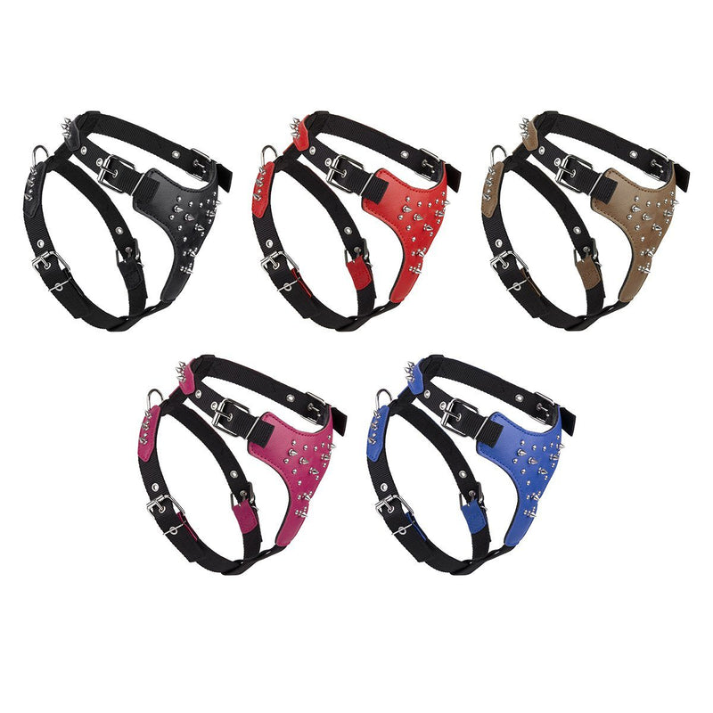 Dogline Leather with Nylon Spiked Dog Harness