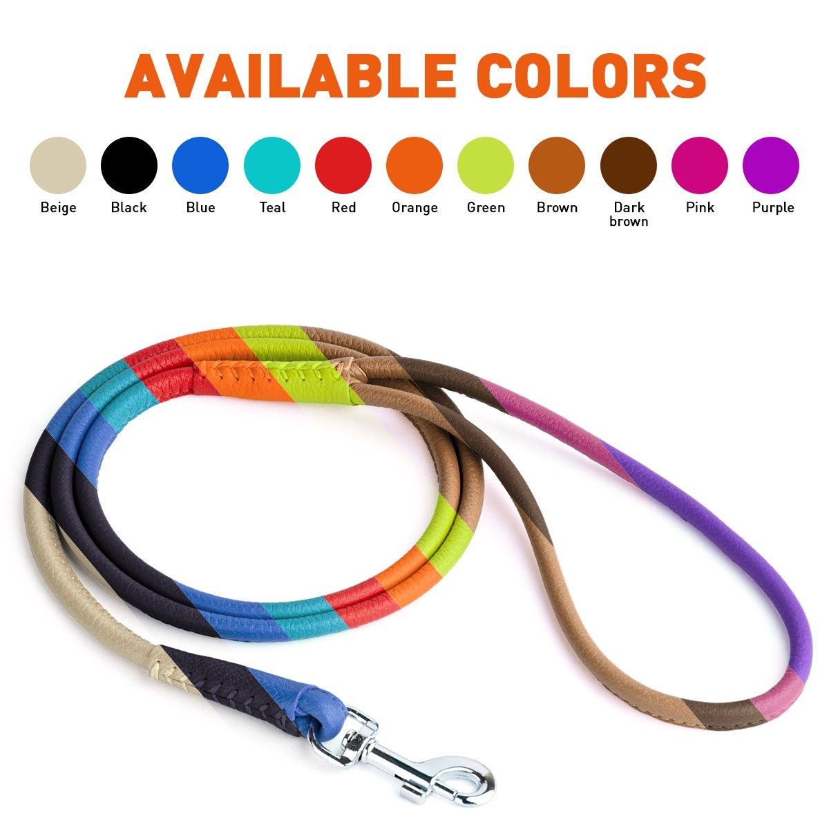 Dogline Soft Leather Round Dog Lead