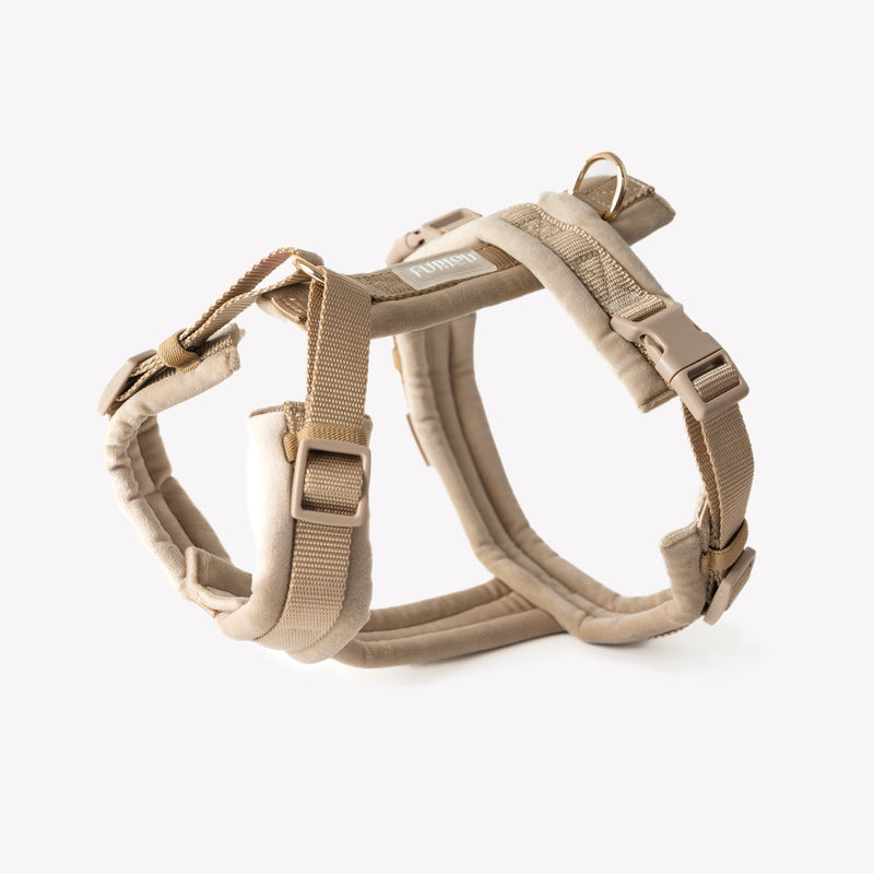 Sand - Velvet Dog Harness - Soft, stylish, and made to fit like a dream. Fast shipping from HT Animal Supply.