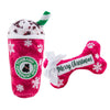 Haute Diggity Dog Merry Christmas Bone & Starbarks Puppermint Mocha Original Cup Christmas Plush Dog Toy