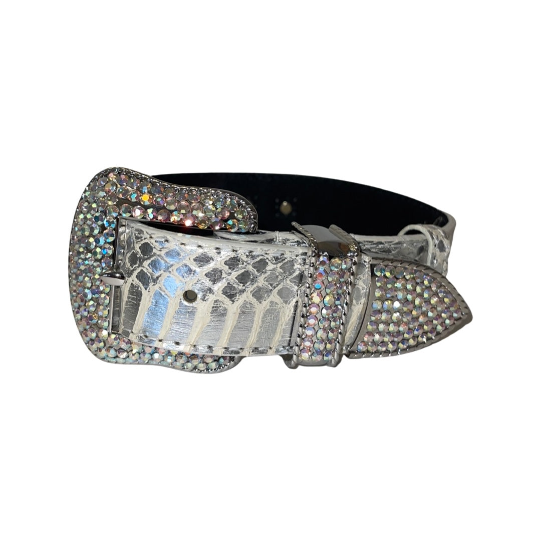 Allysa Payne Silver Snake/Swarovski Crystal Hardware Dog Collar