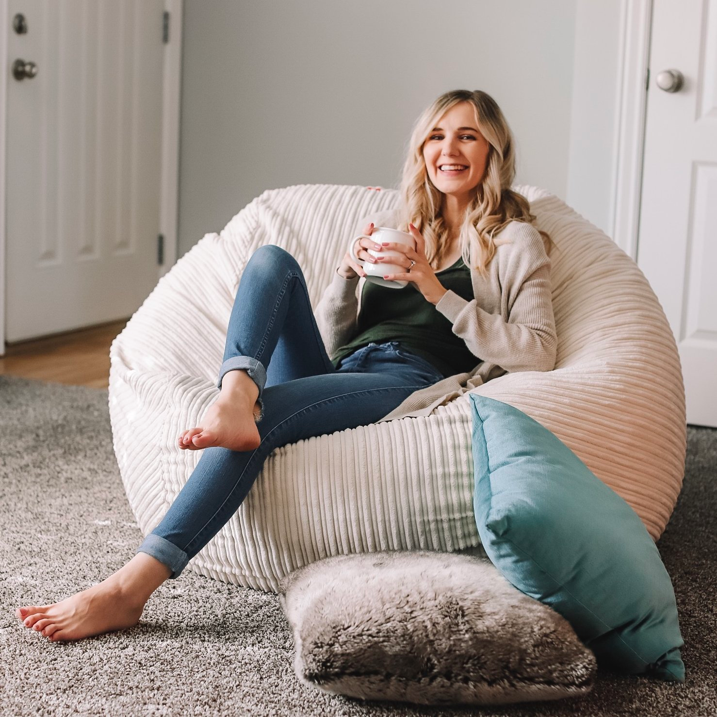 CordaRoy's Queen Terry Corduroy Convertible Bean Bag Chair