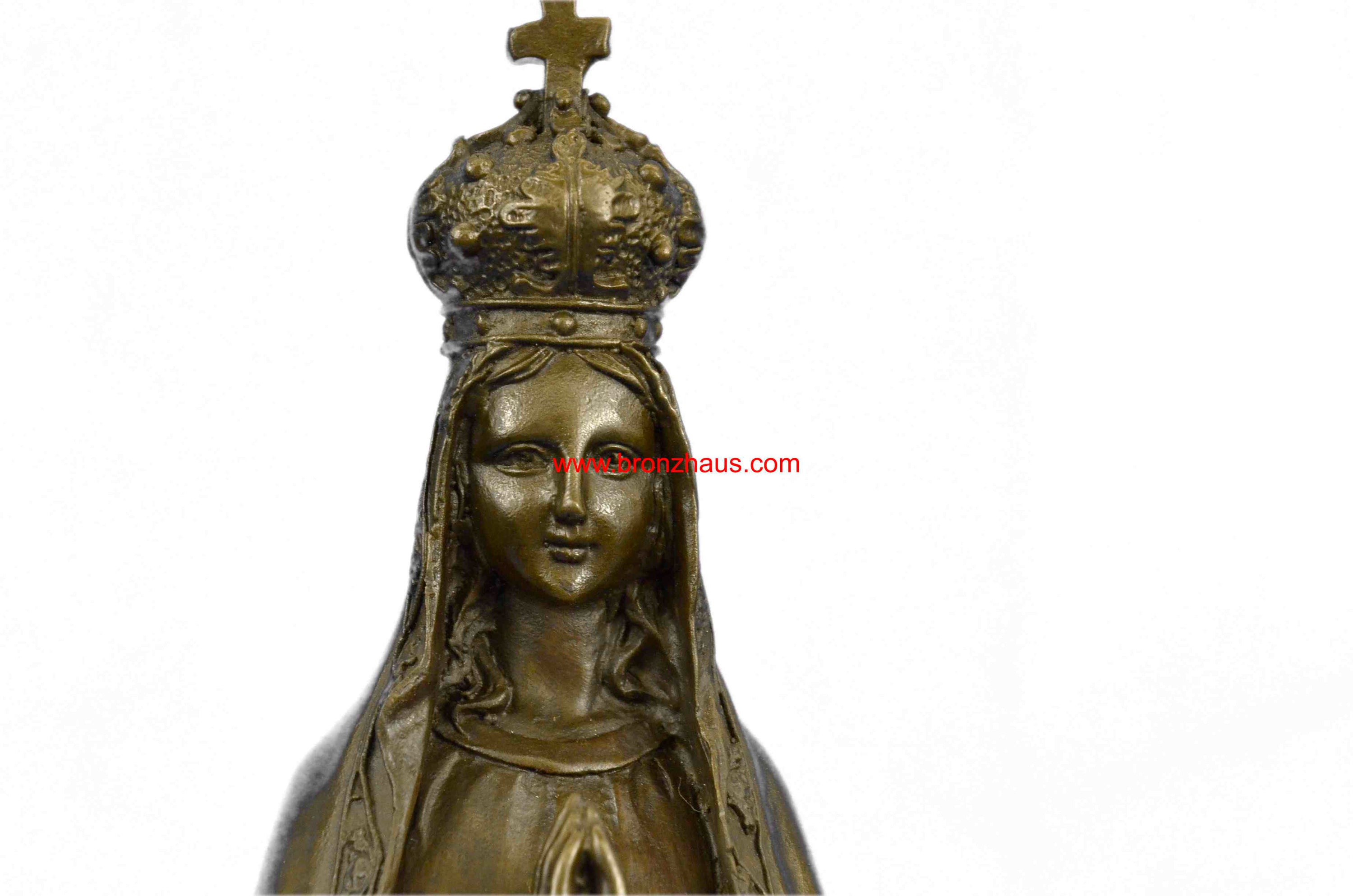 Bronze Art Metal Sculpture Religious Crowned Virgin Mary Bird Figurine Statue NR