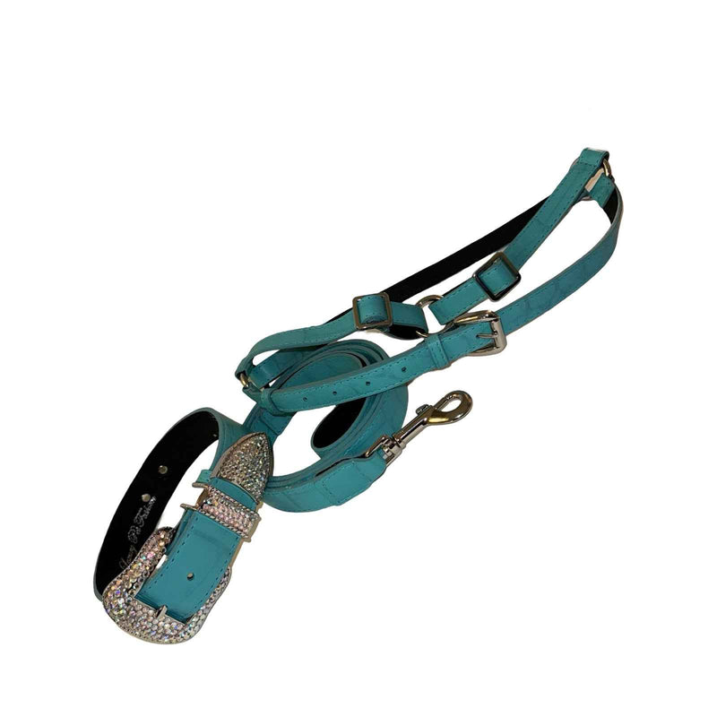 Allysa Payne The Tiffany Collection Turquoise Blue Embossed Croc Italian Leather