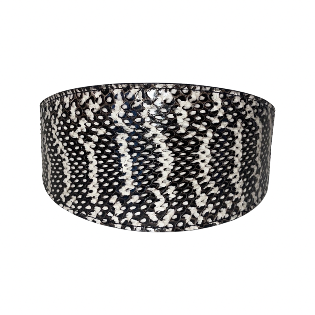 Allysa Payne Black & White 3-Inch Wide Style Snake Dog Collar