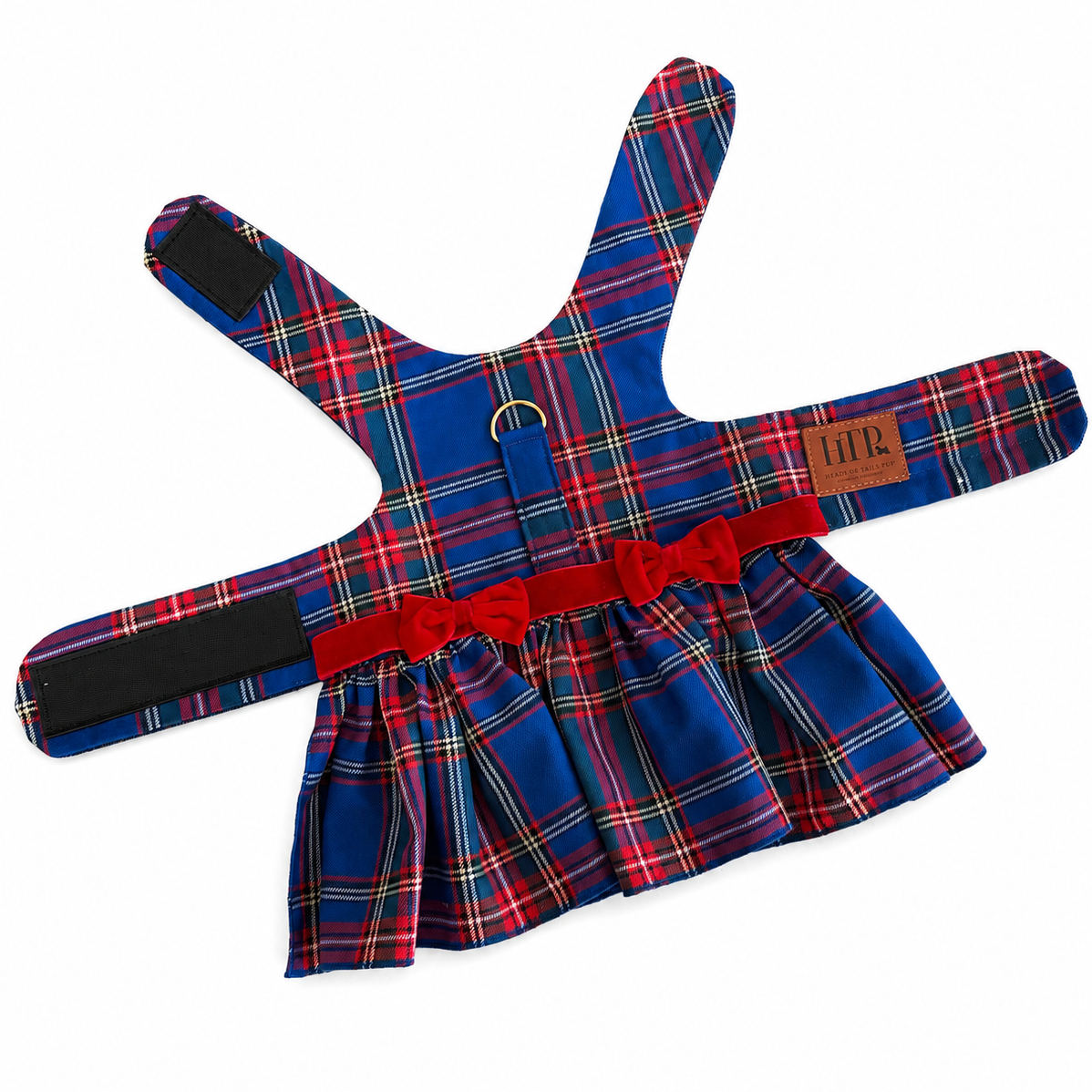 Heads or Tails Pup Red & Blue Plaid Dog Dress