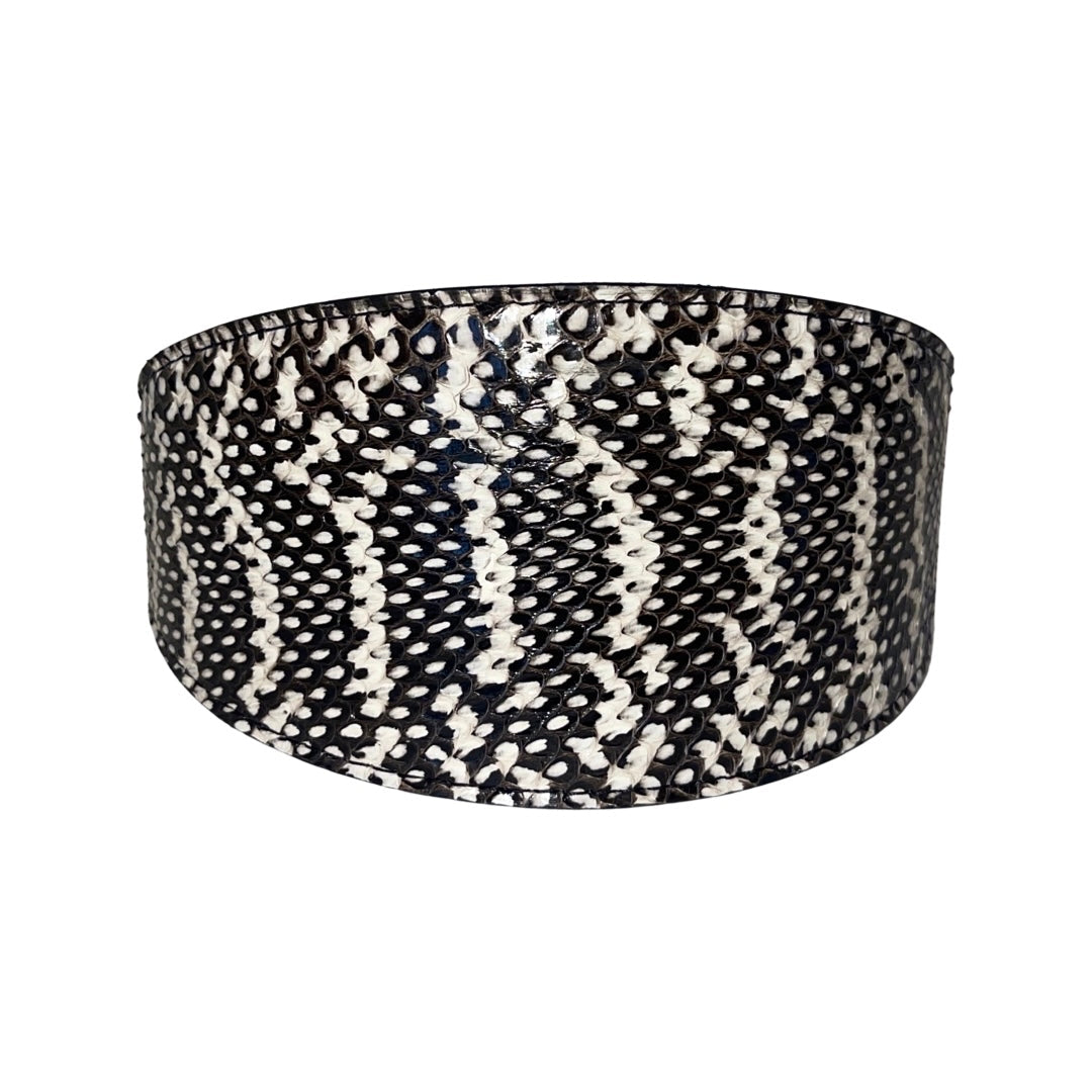 Allysa Payne Black & White 3-Inch Wide Style Snake Dog Collar