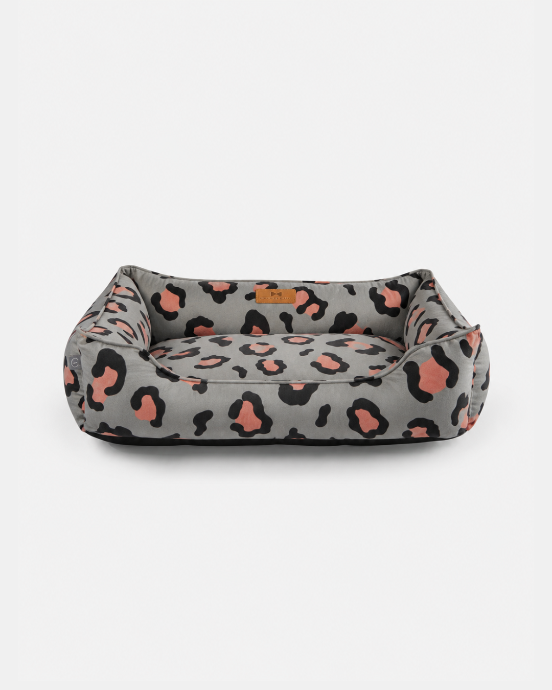 Chester & Lee Velvet Sleeper Dog Bed Gray & Peach Leopard Print