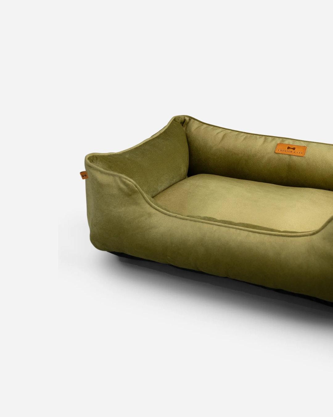 Chester & Lee | Vibrant Velvet Sleeper Dog Bed Olive | HT Animal Supply