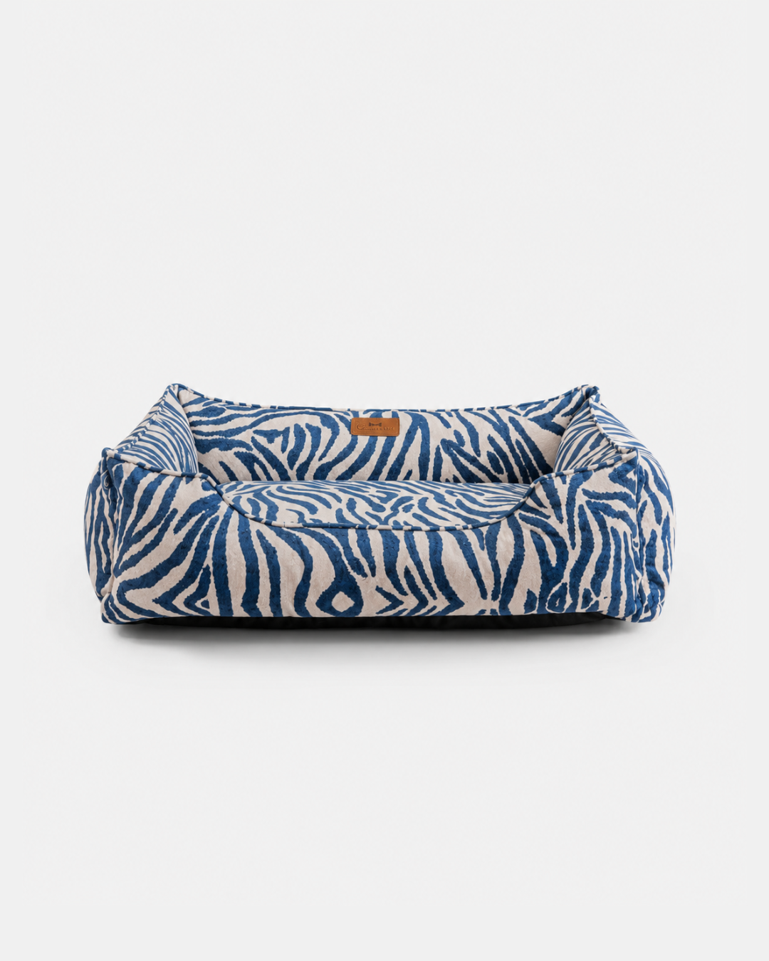Chester & Lee Velvet Sleeper Dog Bed Blue & White Animal Print