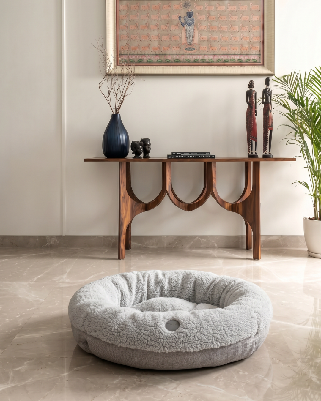 Chester & Lee | Furry Gray Donut Dog Bed | HT Animal Supply