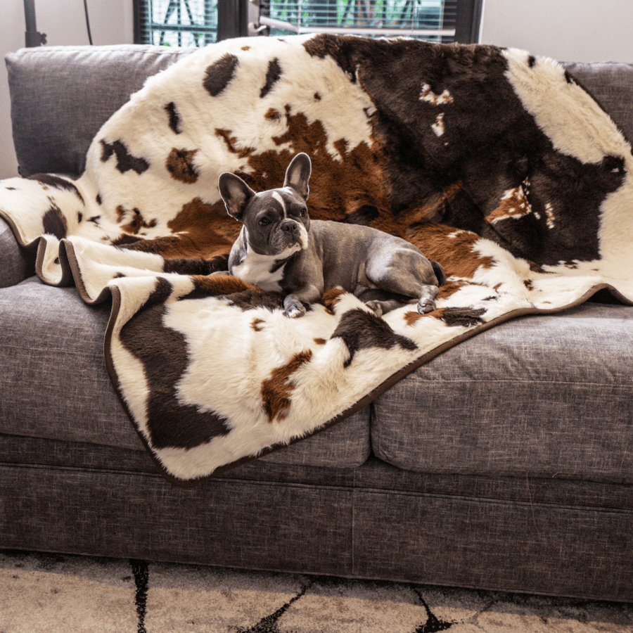 PupProtector Waterproof Throw Blanket Brown Faux Cowhide 