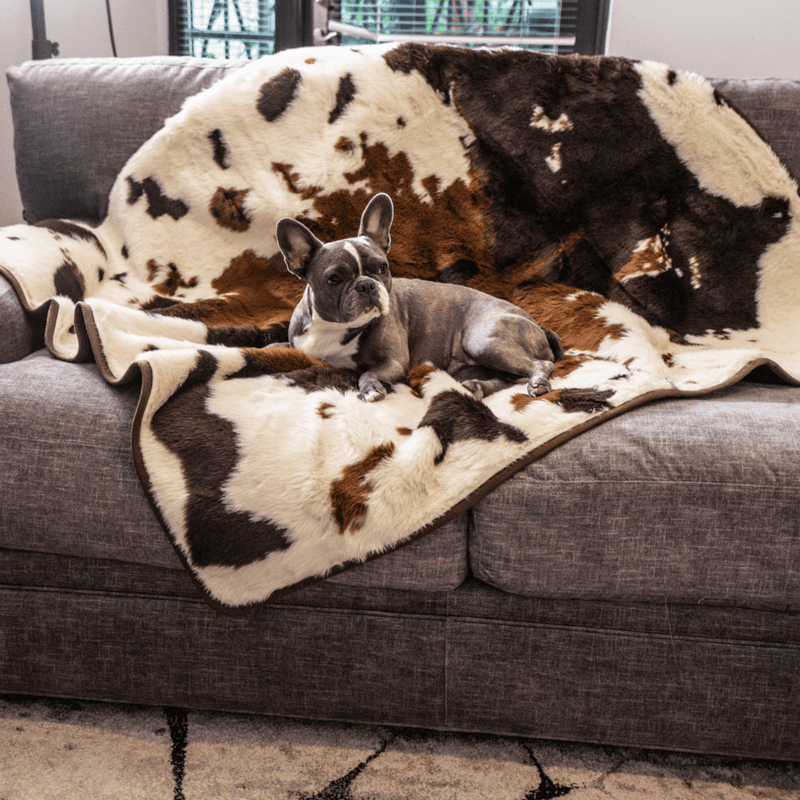 PupProtector Waterproof Throw Blanket Brown Faux Cowhide 