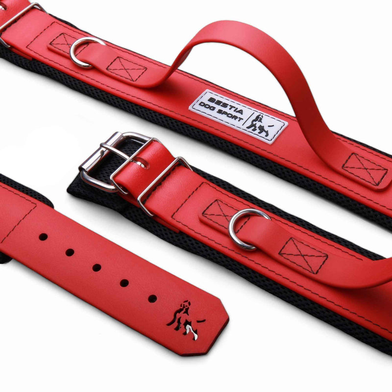 Bestia Dog Sport Handle All Red Dog Collar