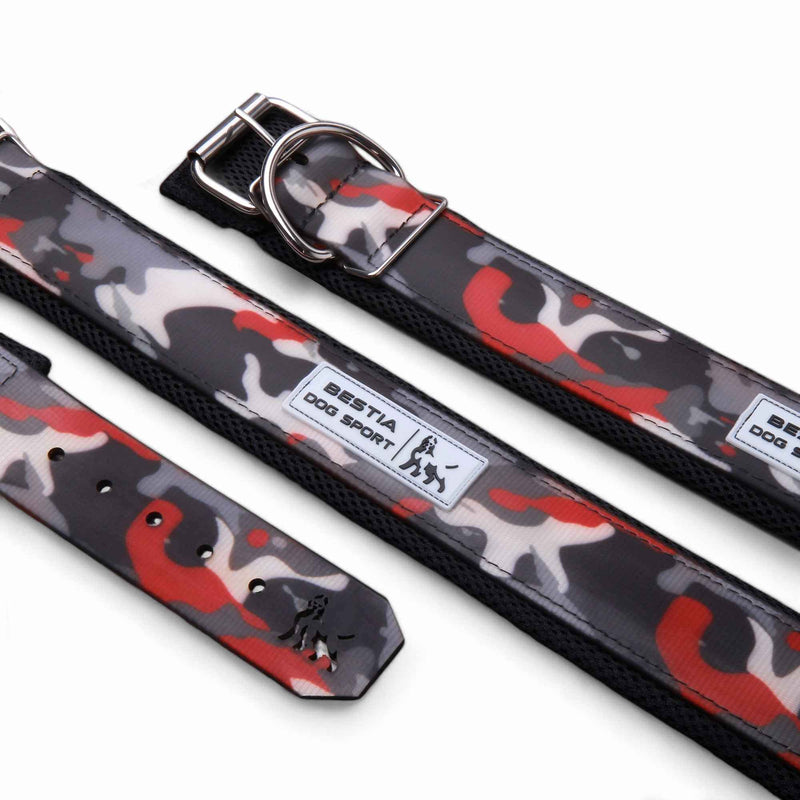 Bestia Dog Sport Red Camo Dog Collar
