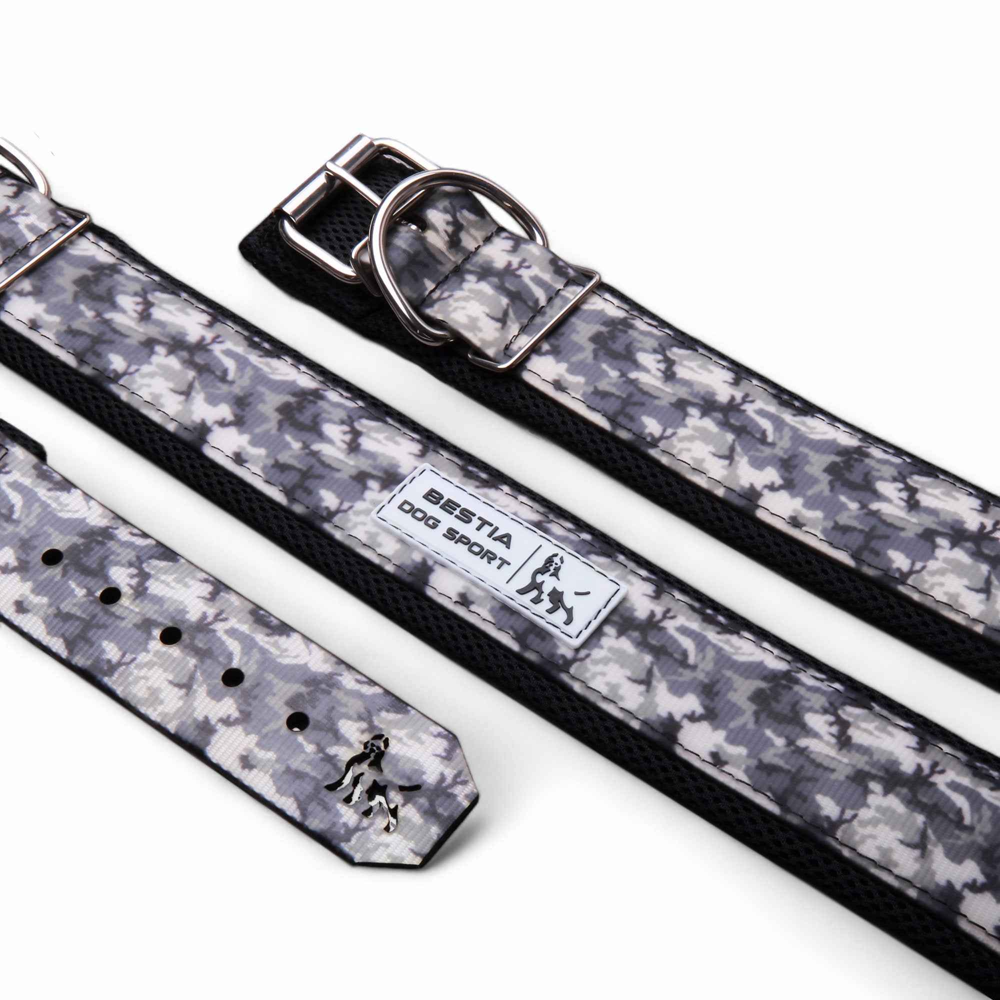 Bestia Dog Sport Grey Camo Dog Collar