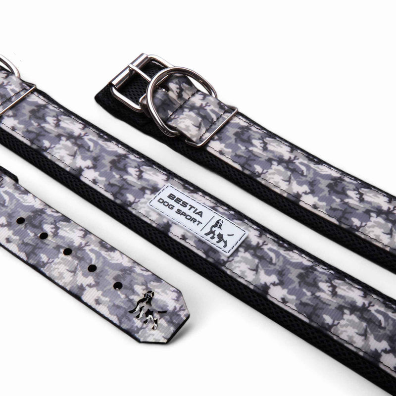 Bestia Dog Sport Grey Camo Dog Collar